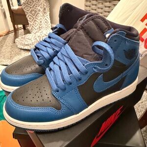 Nike Air Jordan 1 Black and Blue High-Top Sneakers
